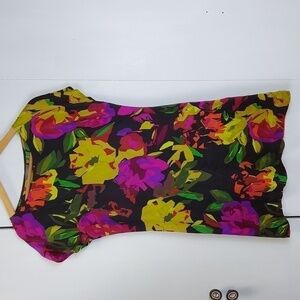 South - Womens Vibrant Pinks Yellow Colors All Silk Mini Dress Artsy Gorg Sz.10